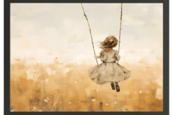 Sale Urban Cotton Art Print Swinging Girl