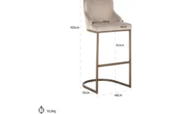 Richmond Interiors Barkrukken^Barstoel 211184 Khaki Velvet Bolton