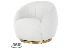 Richmond Interiors Ronde Fauteuils|Draaifauteuils^Draaifauteuil 210713 White Bouclé Jago