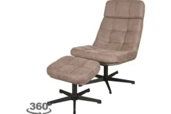 Label51 Draaifauteuils^Draaifauteuil met hocker Taupe CH-73.028 Alvar