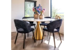 Richmond Interiors Eetkamerstoelen^Eetkamerstoel 211067 Black Chenille Savoy