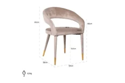Clearance Richmond Interiors Eetkamerstoel 210753 Khaki Velvet Gia