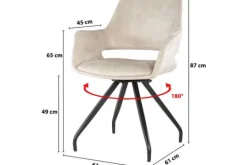 Livingfurn Eetkamerstoel Beige Velvet Capp