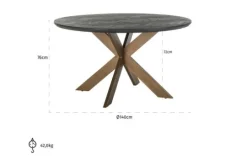 Richmond Interiors Eetkamertafel 210952 Blackbone Brass