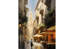 Online Urban Cotton Glasschilderij Barcelona