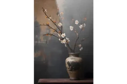 Sale Urban Cotton Glasschilderij Dark Blossom Vase