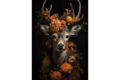 Clearance Ter Halle Glasschilderij Hert met Oranje Bloemen 080120-1029
