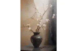 Urban Cotton Schilderijen^Glasschilderij Light Blossom Vase