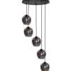 Highlight Hanglampen^Hanglamp Zwart Rookglas Fantasy
