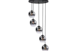 Highlight Hanglampen^Hanglamp Zwart Semi Rookglas Fantasy