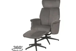 Hot Relaxfauteuil met hocker Antraciet Cosmo CH-73.027 Verdal