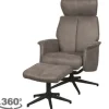 Relaxstoelen|Draaifauteuils^Relaxfauteuil met hocker Taupe Micro Suede CH-73.020 Verdal