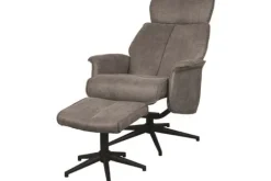 Relaxstoelen|Draaifauteuils^Relaxfauteuil met hocker Taupe Micro Suede CH-73.020 Verdal