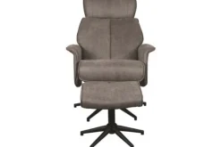 Relaxstoelen|Draaifauteuils^Relaxfauteuil met hocker Taupe Micro Suede CH-73.020 Verdal