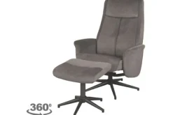 Relaxstoelen|Draaifauteuils^Relaxfauteuil met hocker Antraciet Cosmo CH-73.024 Bergen