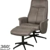 Relaxstoelen|Draaifauteuils^Relaxfauteuil met hocker Taupe Micro Suede CH-73.011 Bergen