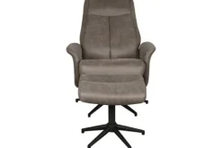 Relaxstoelen|Draaifauteuils^Relaxfauteuil met hocker Taupe Micro Suede CH-73.011 Bergen