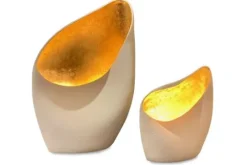 Leclercq & Bouwman Tafellampen^Tafellamp LB999-1TL small+medium keramiek mat wit-gold Nature |